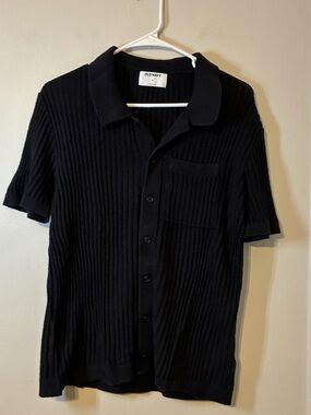 Old Navy Black Ribbed Short-Sleeve Polo
